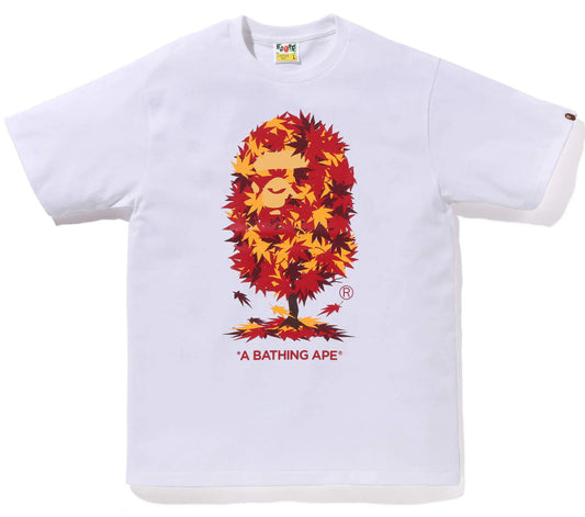 A BATHING APE BAPE JAPAN AUTUMN LEAVES APE HEAD TEE WHITE