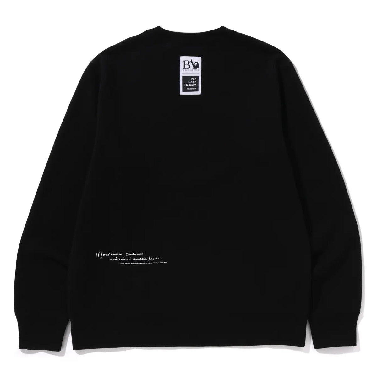 A BATHING APE BAPE VAN GOGH MUSEUM COLLEGE CREWNECK SWEAT SHIRT BLACK YELLOW