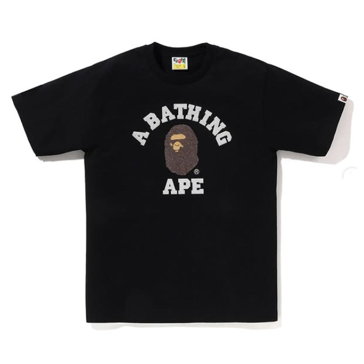 A BATHING APE BAPE GLASS BEADS COLLEGE TEE BLACK