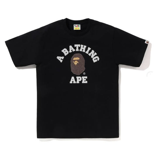 A BATHING APE BAPE GLASS BEADS COLLEGE TEE BLACK
