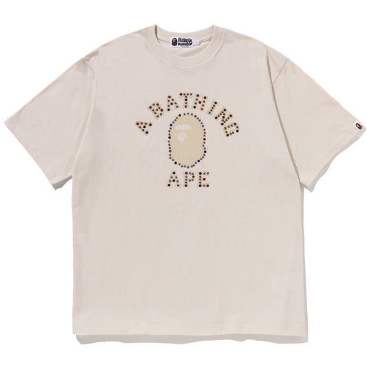 A BATHING APE BAPE COLOR STONE COLLEGE RELAXED FIT TEE WHITE