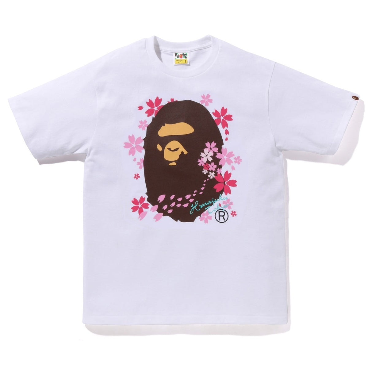 A BATHING APE BAPE SAKURA APE HEAD TEE WHITE
