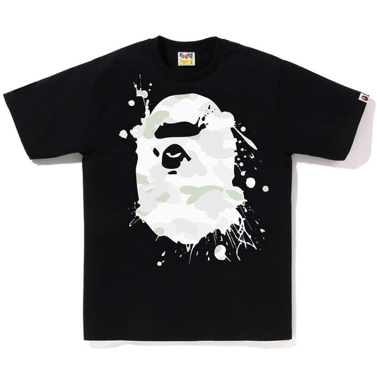 A BATHING APE BAPE CITY CAMO PAINTING APE HEAD TEE BLACK