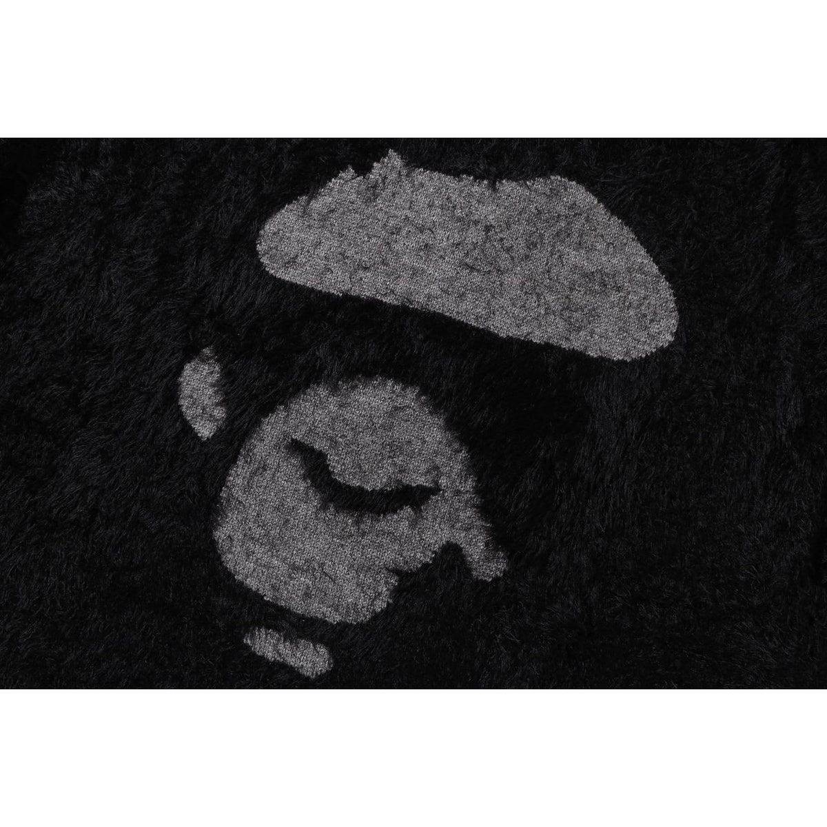 A BATHING APE BAPE APE FACE SHAGGY SWEATER BLACK
