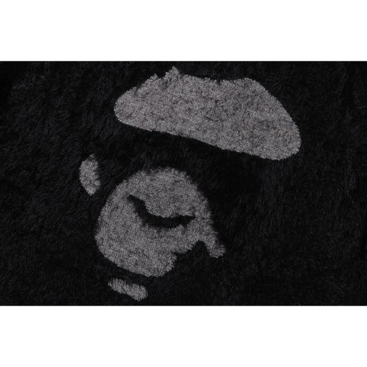 A BATHING APE BAPE APE FACE SHAGGY SWEATER BLACK