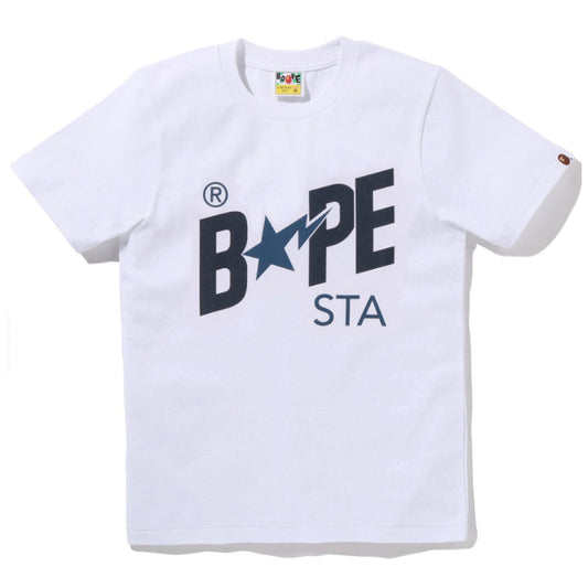 A BATHING APE Ladies' DENIM BAPE STA LOGO TEE WHITE