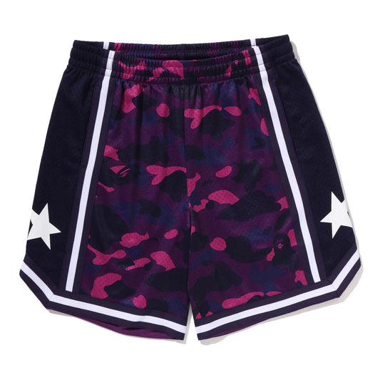 A BATHING APE BAPE COLOR CAMO MESH RELAXED FIT SHORTS PURPLE