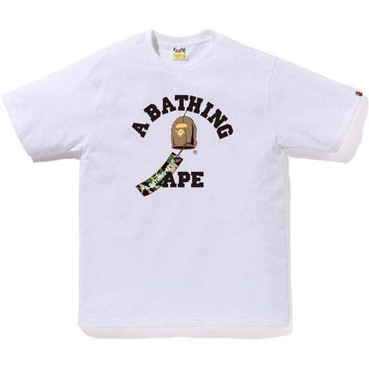 A BATHING APE BAPE JAPANESE WIND CHIMES COLLEGE TEE WHITE