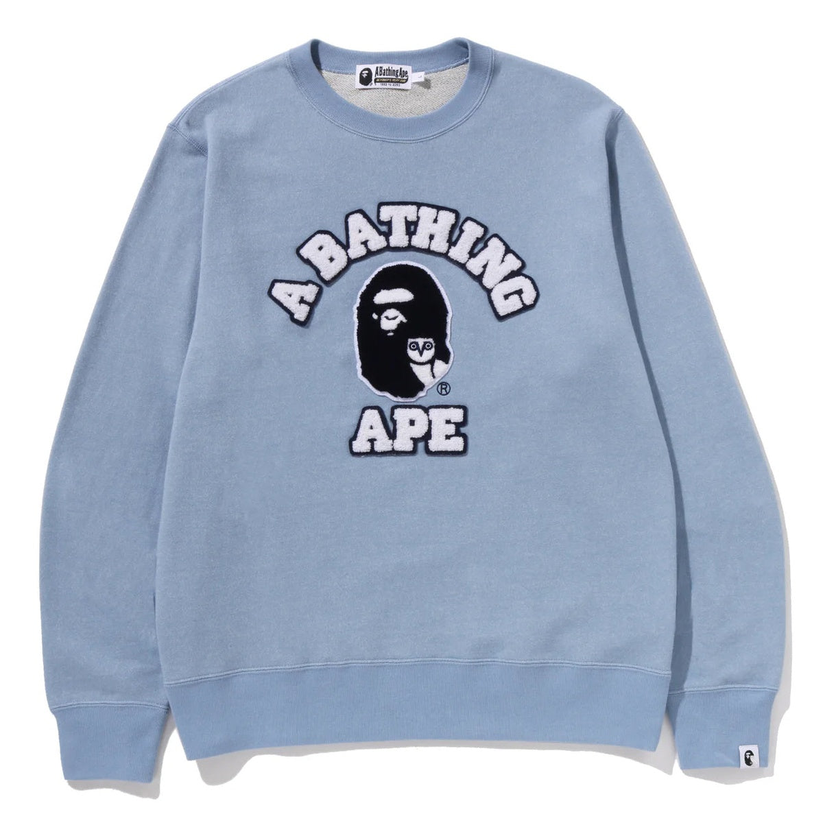 A BATHING APE BAPE OVO COLLEGE CREWNECK INDIGO