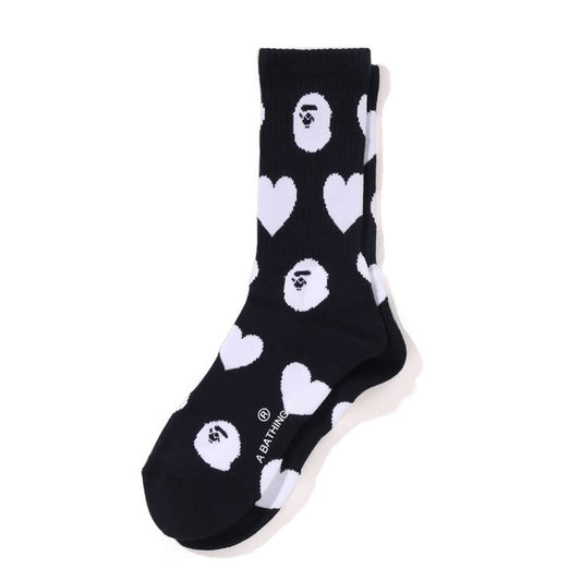 A BATHING APE Ladies' I LOVE BAPE MONOGRAM SOCKS NAVY