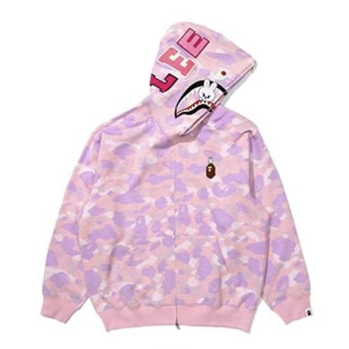 A BATHING APE BAPE STRAYKIDS LEEBIT SHARK FULL ZIP HOODIE PINK