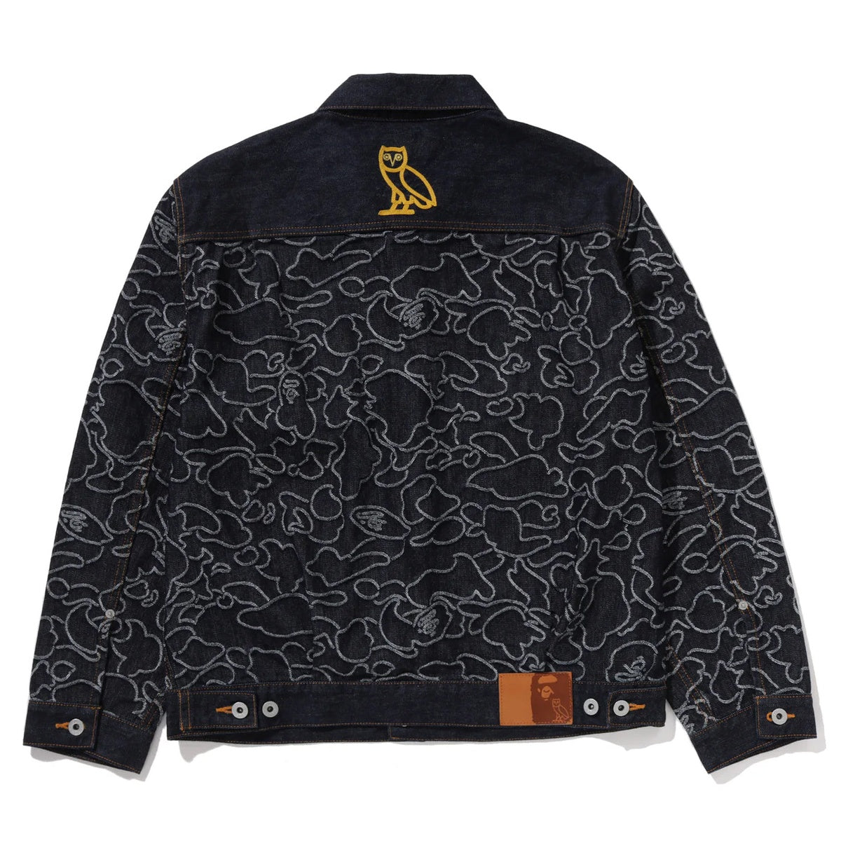 A BATHING APE BAPE OVO NEON 1ST CAMO JACQUARD DENIM JACKET INDIGO