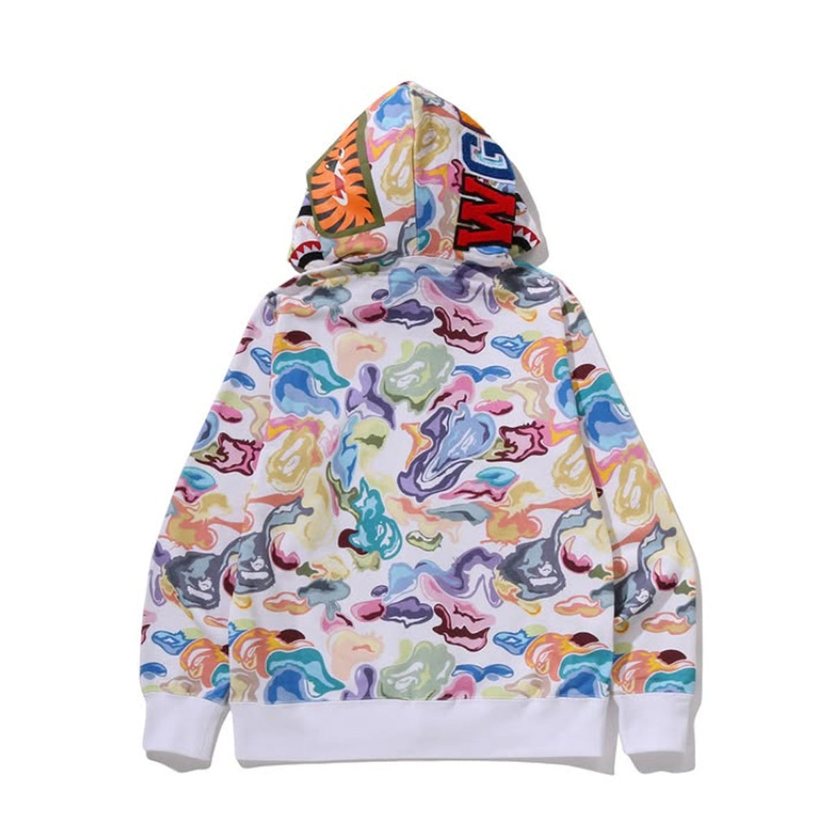 A BATHING APE BAPE ART CAMO SHARK FULL ZIP HOODIE WHITE