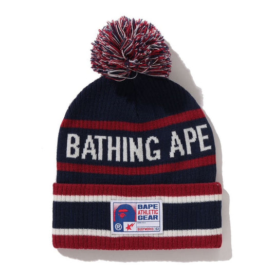 A BATHING APE BAPE POM POM BEANIE NAVY