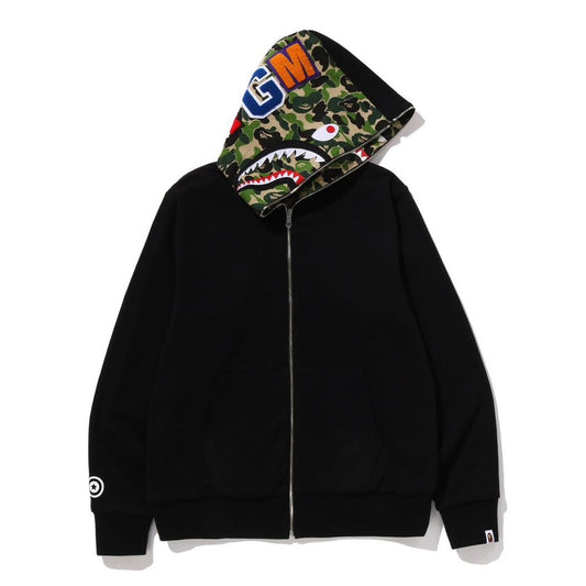 A BATHING APE BAPE ABC CAMO REVERSIBLE SHARK FULL ZIP HOODIE GREEN
