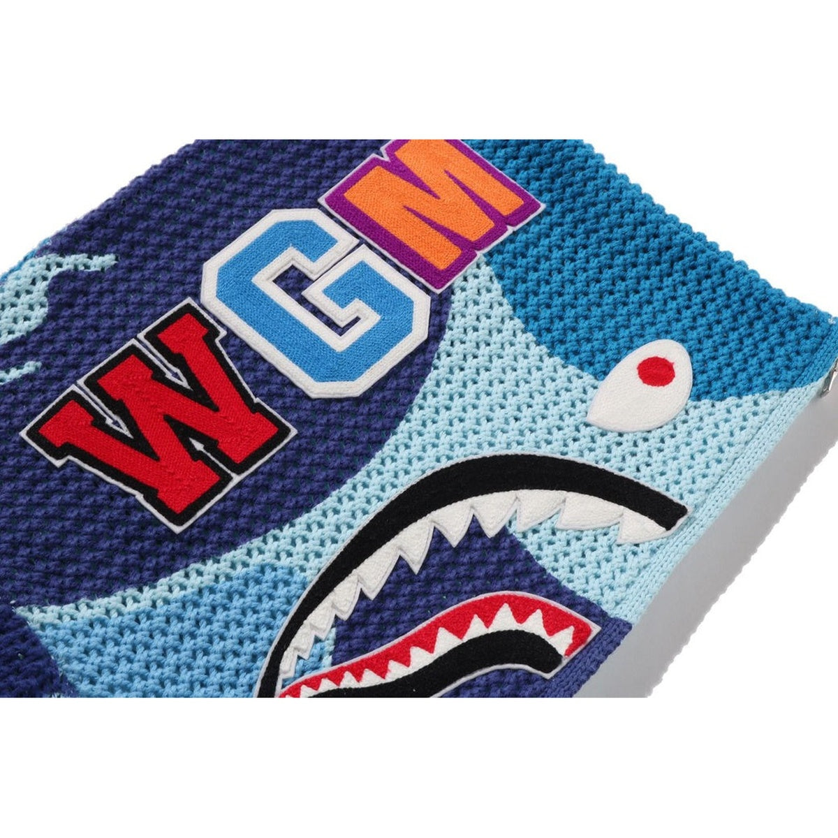 A BATHING APE BAPE ABC CAMO CROCHET SHARK RELAXED FIT FULL ZIP HOODIE BLUE