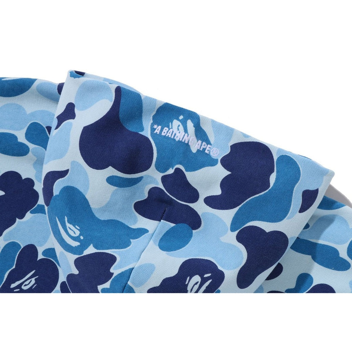 A BATHING APE BAPE ABC CAMO HEAVY WASHED CROPPED FIT ZIP HOODIE BLUE