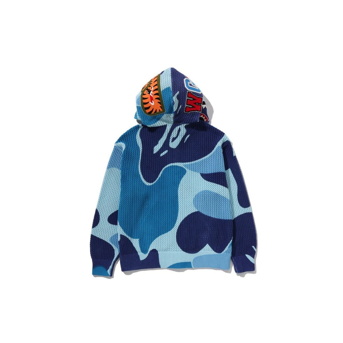 A BATHING APE BAPE ABC CAMO CROCHET SHARK RELAXED FIT FULL ZIP HOODIE BLUE