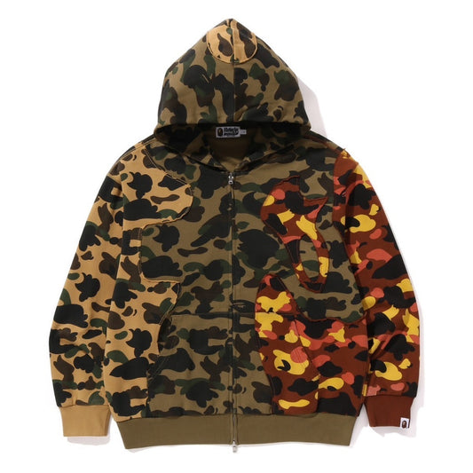 A BATHING APE BAPE 1ST CAMO UPCYCLED RELAXED FIT FULL ZIP HOODIE MULTI