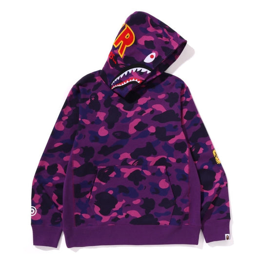 A BATHING APE BAPE COLOR CAMO 2ND SHARK PULLOVER HOODIE PURPLE