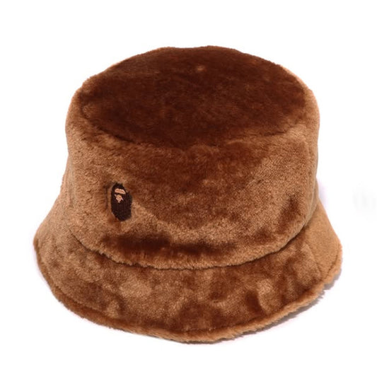 A BATHING APE BAPE Ladies' ONE POINT BOA HAT BROWN