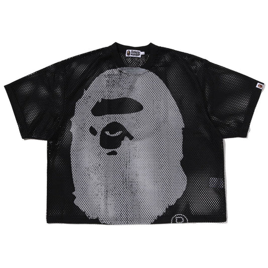 A BATHING APE BAPE WATER PRINT APE HEAD MESH RELAXED FIT TEE BLACK