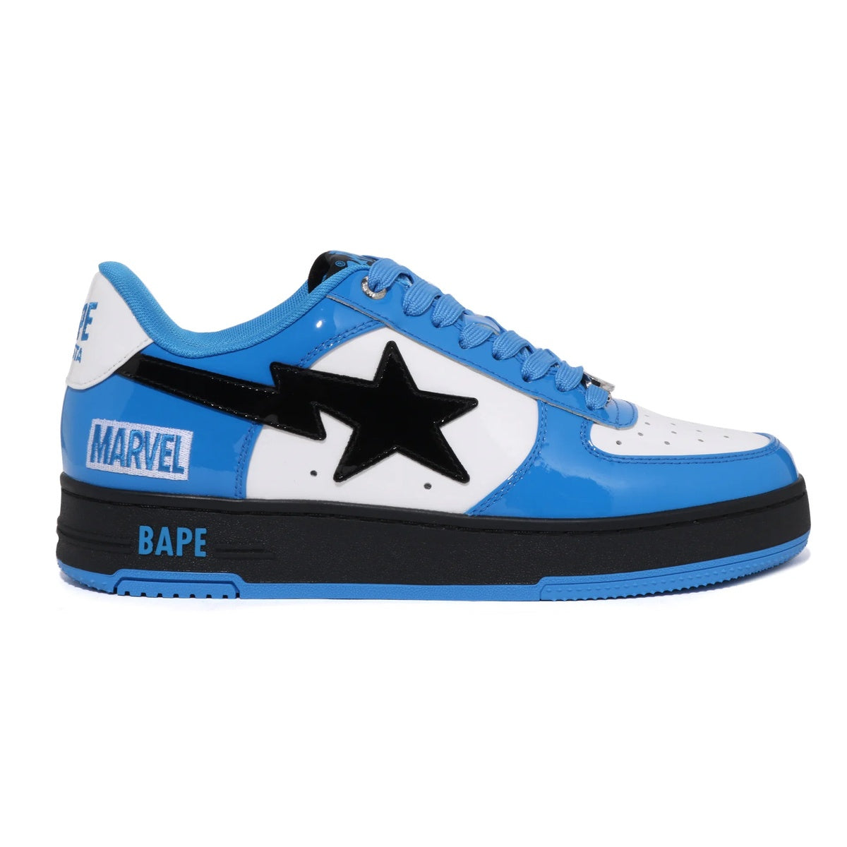 A BATHING APE BAPE STA BAPE F4 MARVEL THE FANTASTIC 4 MR.FANTASTIC & THE INVISIBLE WOMAN BLUE
