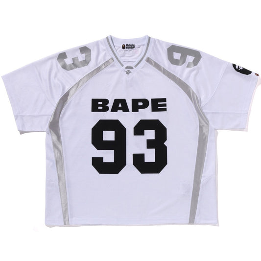A BATHING APE BAPE LINE CAMO JACQUARD RELAXED FIT FOOTBALL JERSEY WHITE