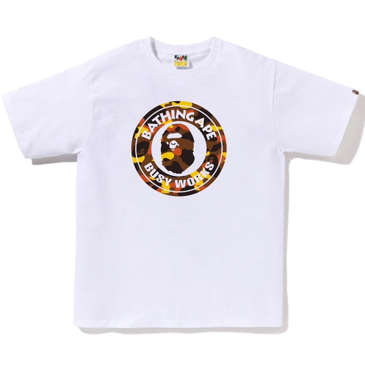 A BATHING APE BAPE 1ST CAMO BUSY WORKS TEE WHITE ORANGE