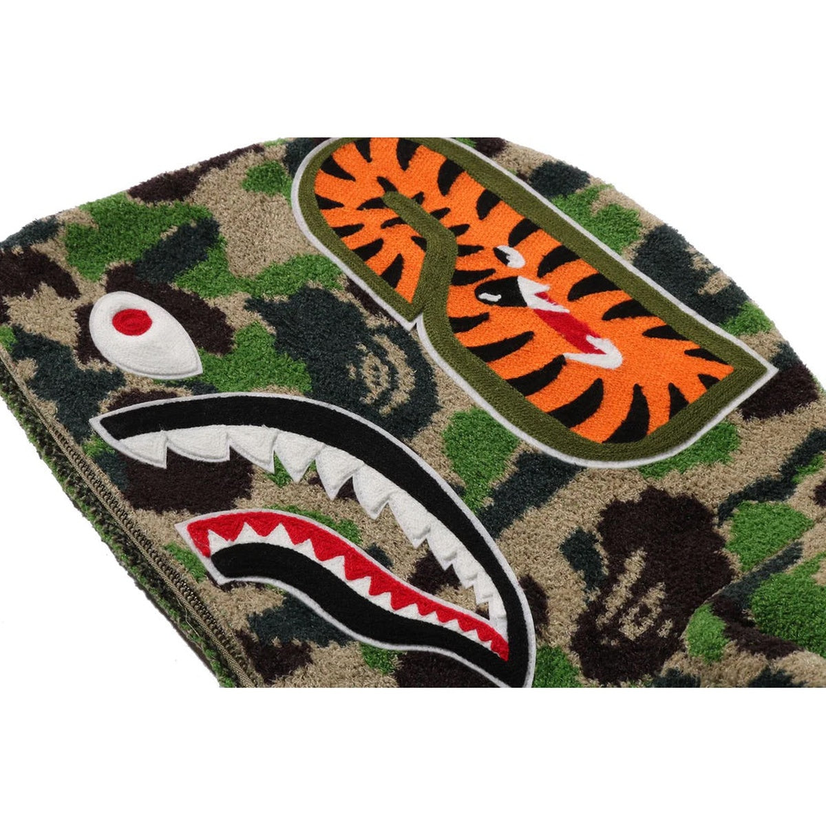 A BATHING APE BAPE LADIES' ABC CAMO TOWEL JACQUARD SHARK CROPPED FULL ZIP HOODIE GREEN