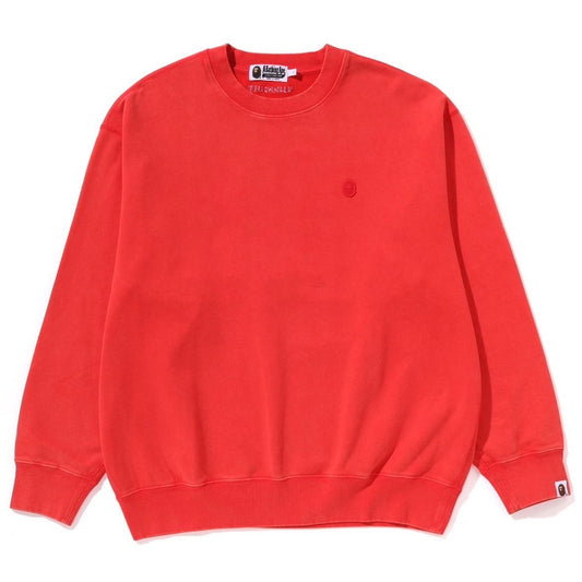 A BATHING APE BAPE GARMENT DYE ONE POINT RELAXED FIT CREWNECK SWEAT SHIRT RED