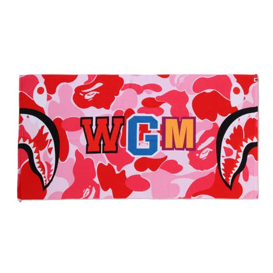 A BATHING APE BAPE ABC CAMO SHARK BEACH TOWEL PINK