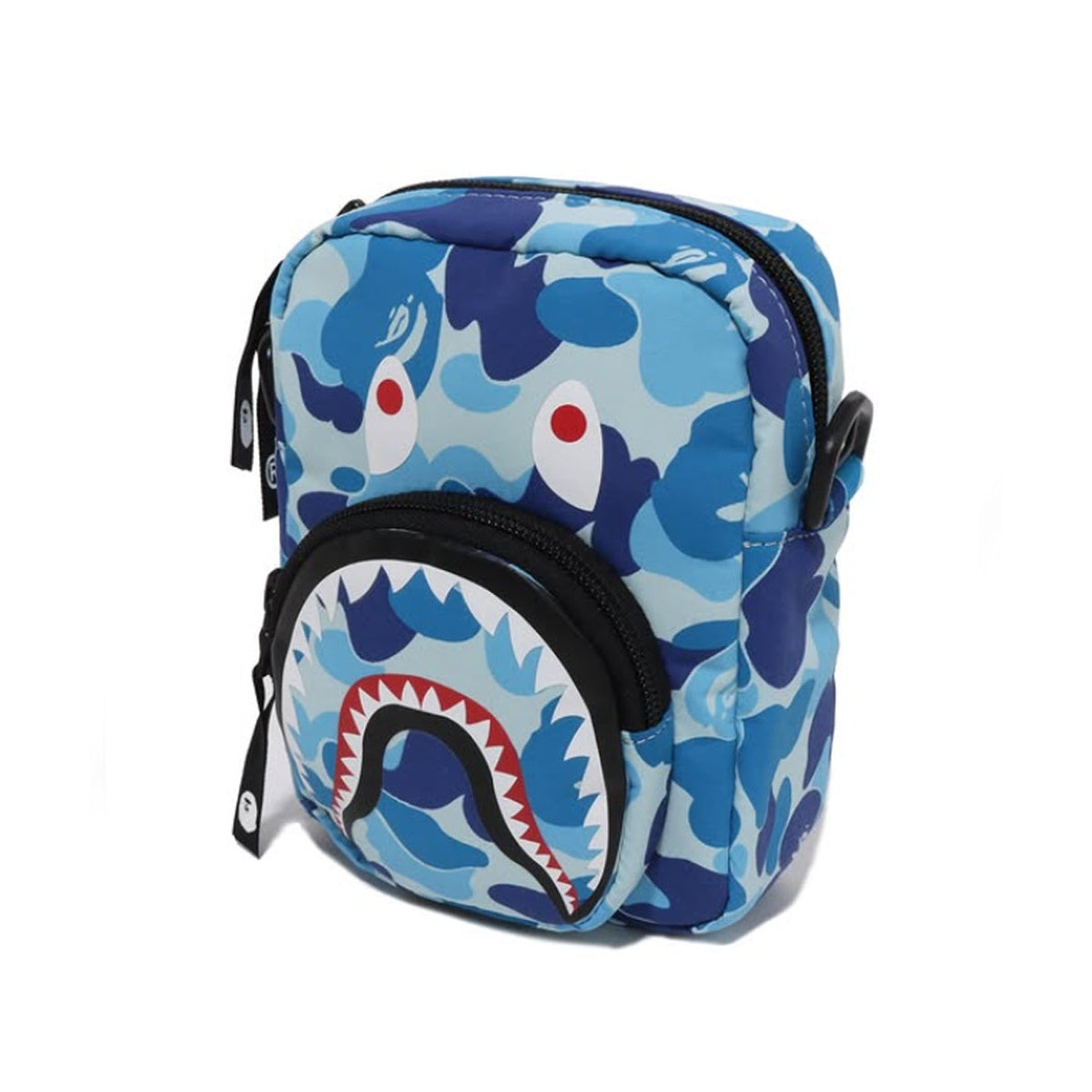 A BATHING APE BAPE ABC CAMO SHARK MINI BAG BLUE