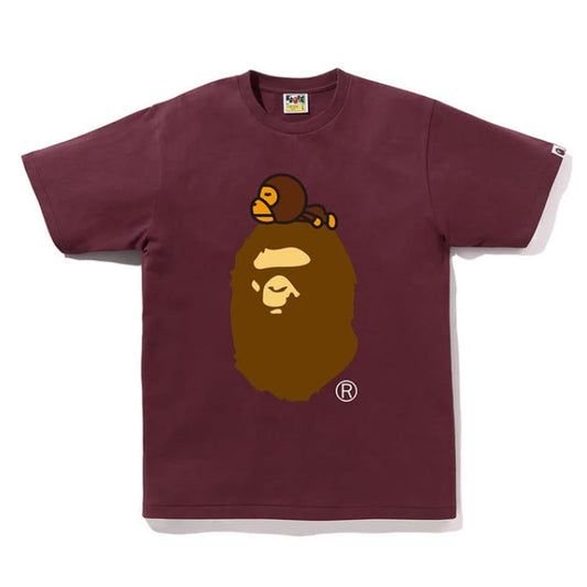 A BATHING APE BAPE MILO ON BIG APE TEE BURGUNDY