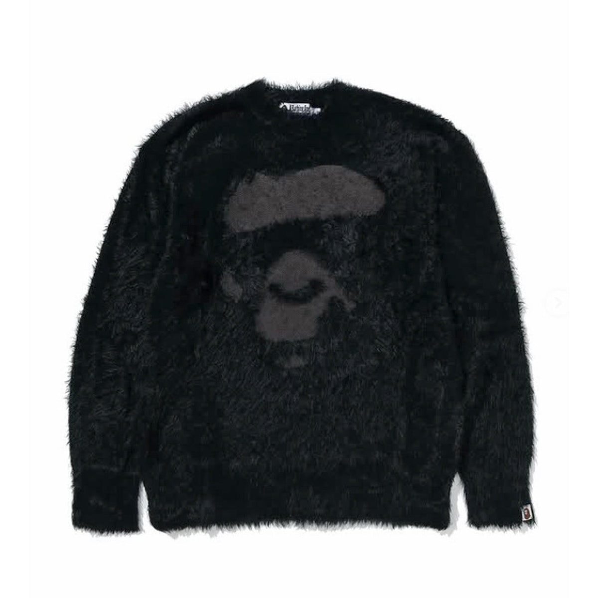 A BATHING APE BAPE APE FACE SHAGGY SWEATER BLACK