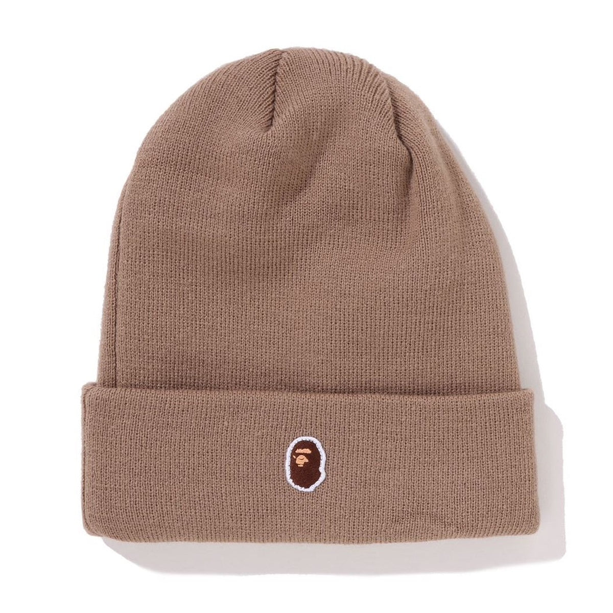A BATHING APE BAPE APE HEAD ONE POINT NEW ERA KNIT CAP BEIGE