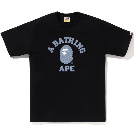 A BATHING APE BAPE JAPANESE CLOUD CAMO COLLEGE TEE BLACK