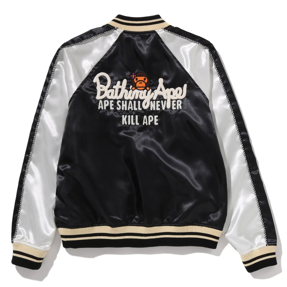A BATHING APE BAPE LADIES' CRISTAL STONE BABY LISA SOUVENIR JACKET BLACK