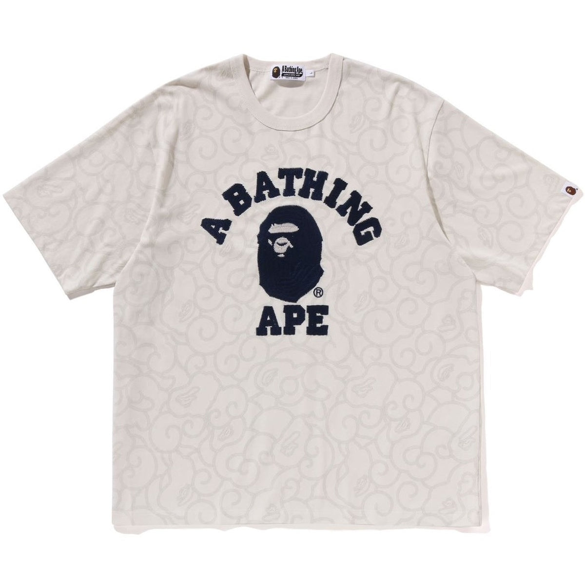 A BATHING APE BAPE WASHED CLOUD CAMO COLLEGE RELAXED FIT TEE IVORY