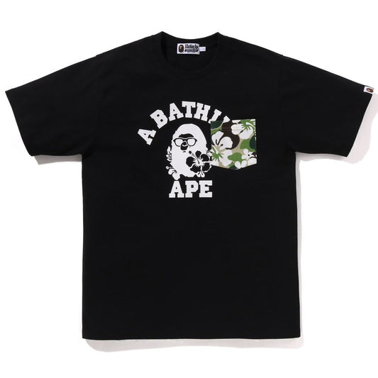 A BATHING APE BAPE ABC RESORT CAMO POCKET COLLEGE TEE BLACK
