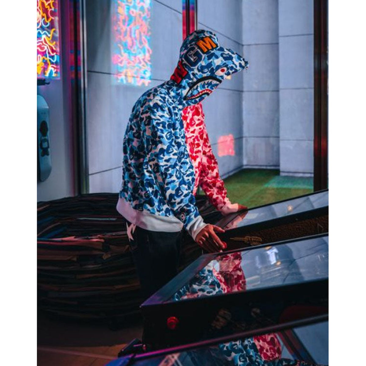 A BATHING APE BAPE ABC CAMO SEPARATE SHARK FULL ZIP HOODIE BLUE PINK