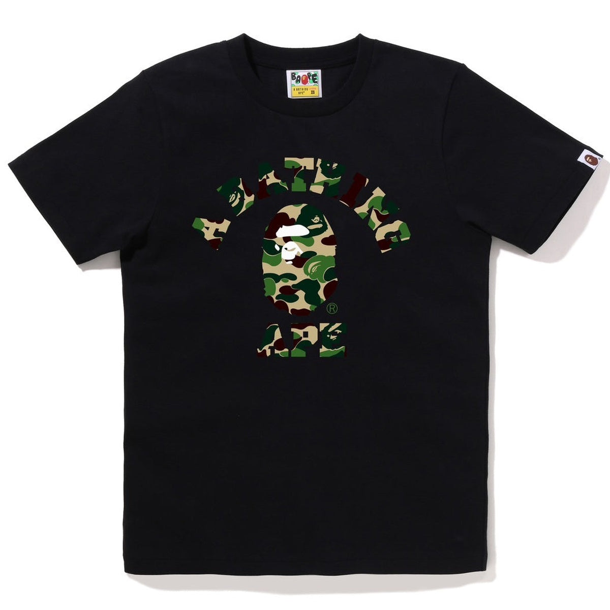 A BATHING APE BAPE Ladies' ABC CAMO COLLEGE TEE BLACK GREEN