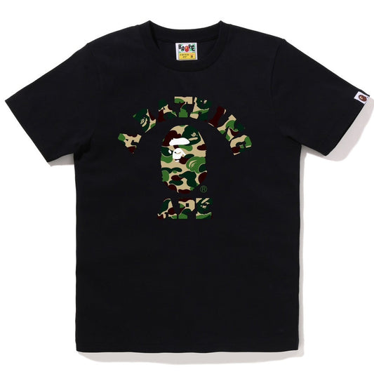 A BATHING APE BAPE Ladies' ABC CAMO COLLEGE TEE BLACK GREEN