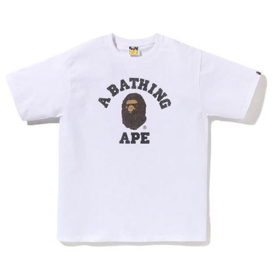 A BATHING APE BAPE GLASS BEADS COLLEGE TEE WHITE