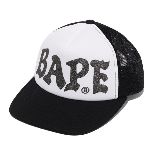 A BATHING APE BAPE GLITTER PRINT MESH CAP BLACK