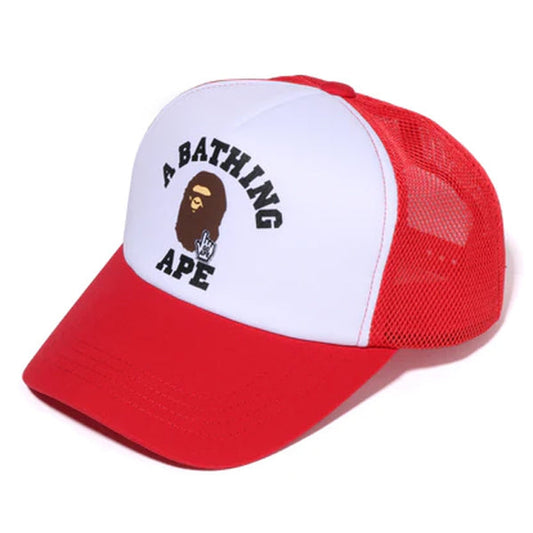 A BATHING APE BAPE ONLINE EXCLUSIVE GO APE POINTER COLLEGE MESH CAP RED