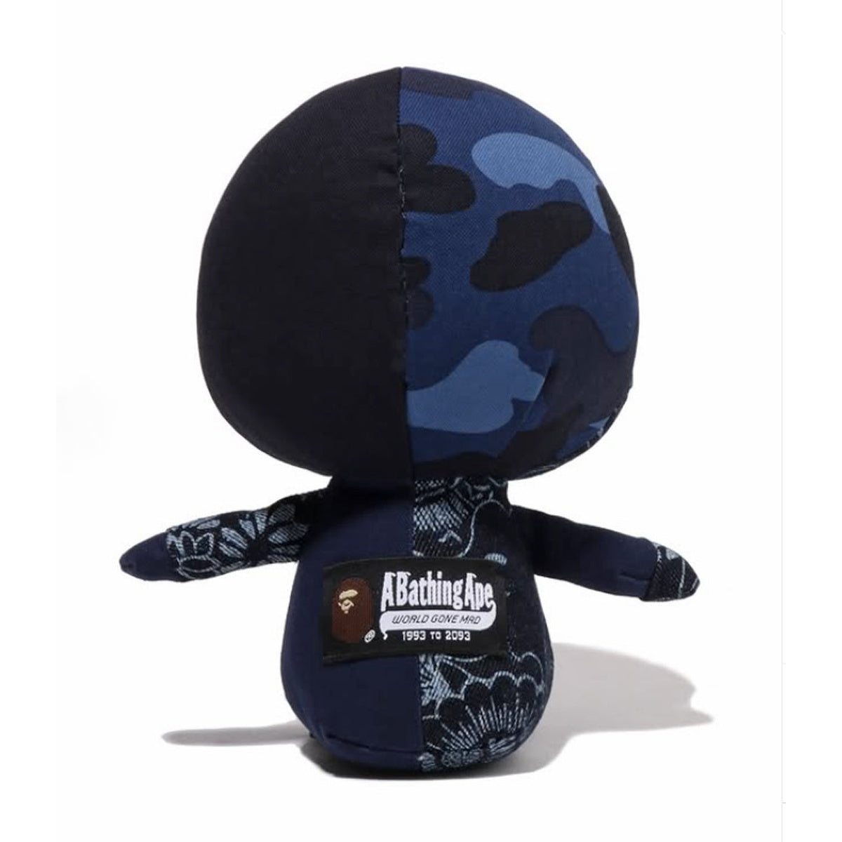 A BATHING APE BAPE PATCHWORK BABY MILO PLUSH DOLL NAVY
