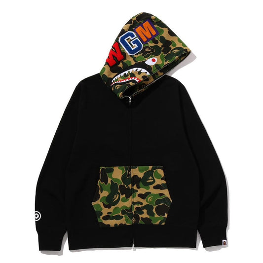A BATHING APE BAPE ABC CAMO SHARK FULL ZIP HOODIE BLACK