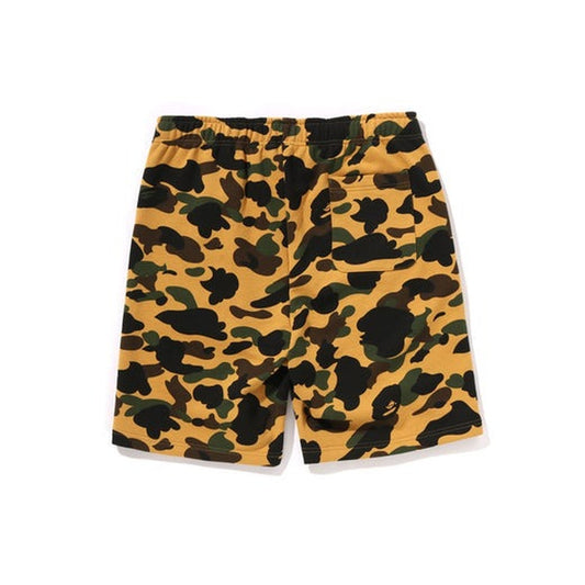 A BATHING APE BAPE 1ST CAMO SHARK SWEAT SHORTS YELLOW
