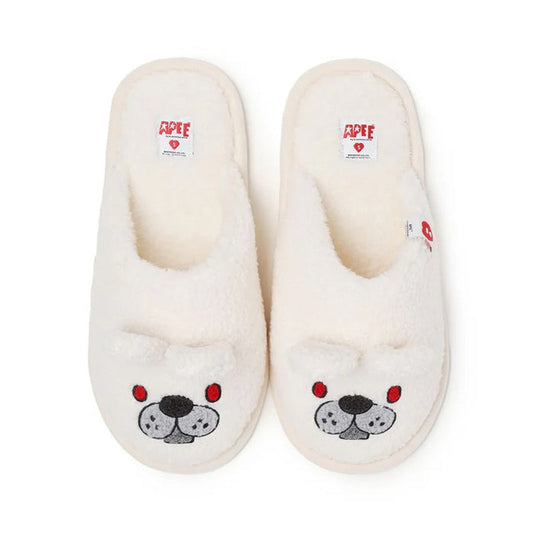 A BATHING APE BAPE - APEE BABY DOPPY & BABY CORE FURRY SLIPPER WHITE